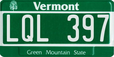 VT license plate LQL397