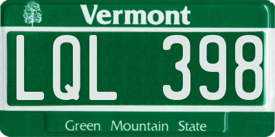 VT license plate LQL398