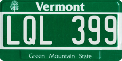 VT license plate LQL399