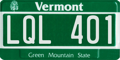VT license plate LQL401