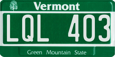 VT license plate LQL403