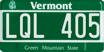 VT license plate LQL405