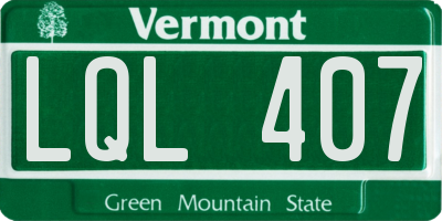 VT license plate LQL407
