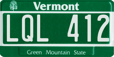 VT license plate LQL412