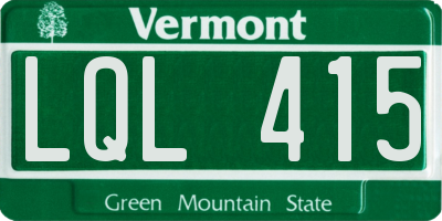 VT license plate LQL415
