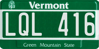 VT license plate LQL416