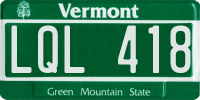 VT license plate LQL418