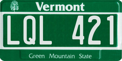 VT license plate LQL421