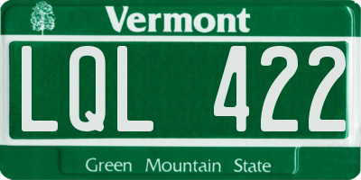 VT license plate LQL422