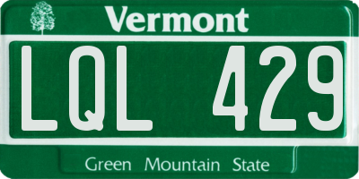 VT license plate LQL429