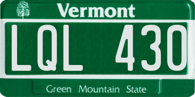 VT license plate LQL430