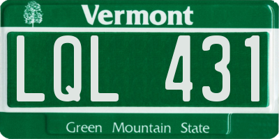 VT license plate LQL431