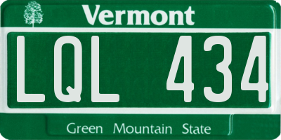 VT license plate LQL434