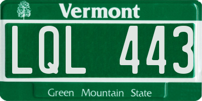 VT license plate LQL443