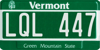VT license plate LQL447