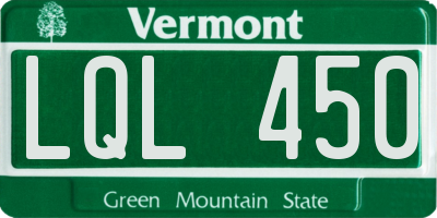 VT license plate LQL450