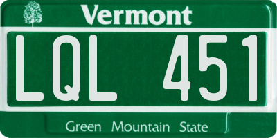 VT license plate LQL451