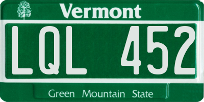 VT license plate LQL452