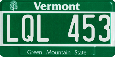 VT license plate LQL453
