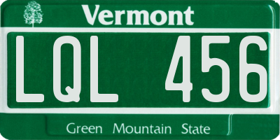 VT license plate LQL456