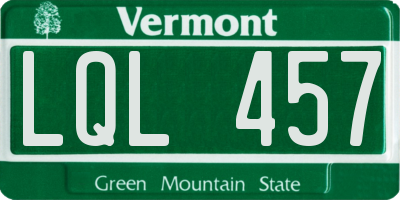 VT license plate LQL457