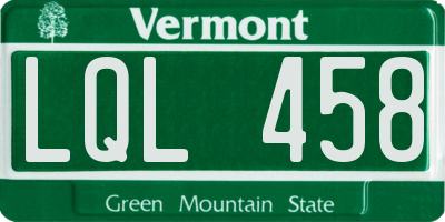 VT license plate LQL458