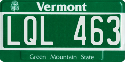 VT license plate LQL463