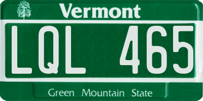 VT license plate LQL465
