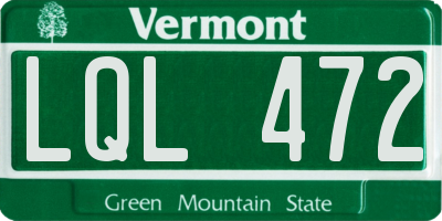 VT license plate LQL472