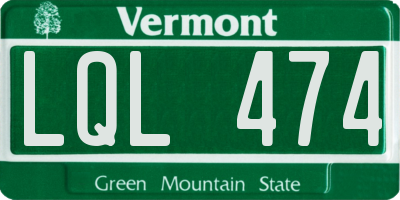 VT license plate LQL474