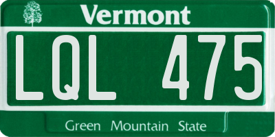 VT license plate LQL475