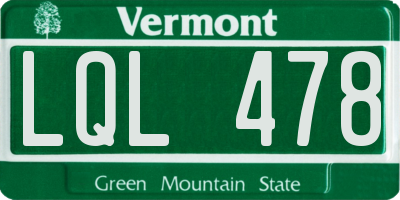 VT license plate LQL478