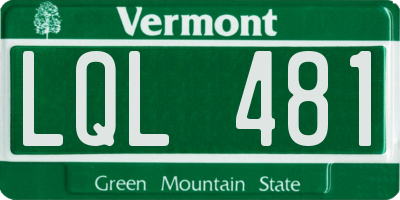 VT license plate LQL481
