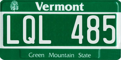 VT license plate LQL485