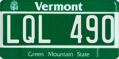VT license plate LQL490