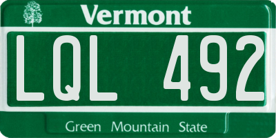 VT license plate LQL492