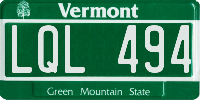 VT license plate LQL494