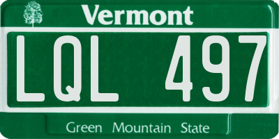 VT license plate LQL497