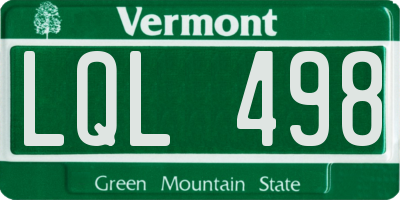 VT license plate LQL498