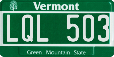 VT license plate LQL503