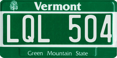 VT license plate LQL504