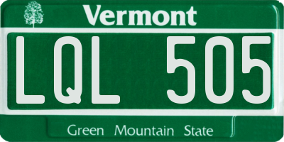 VT license plate LQL505