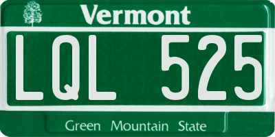 VT license plate LQL525