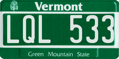 VT license plate LQL533
