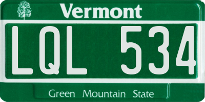VT license plate LQL534