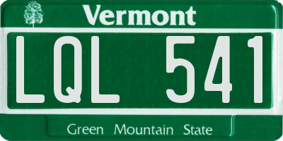VT license plate LQL541