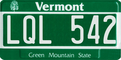 VT license plate LQL542