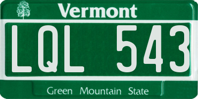VT license plate LQL543
