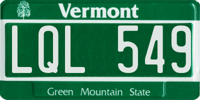 VT license plate LQL549