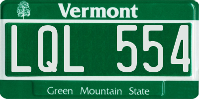 VT license plate LQL554